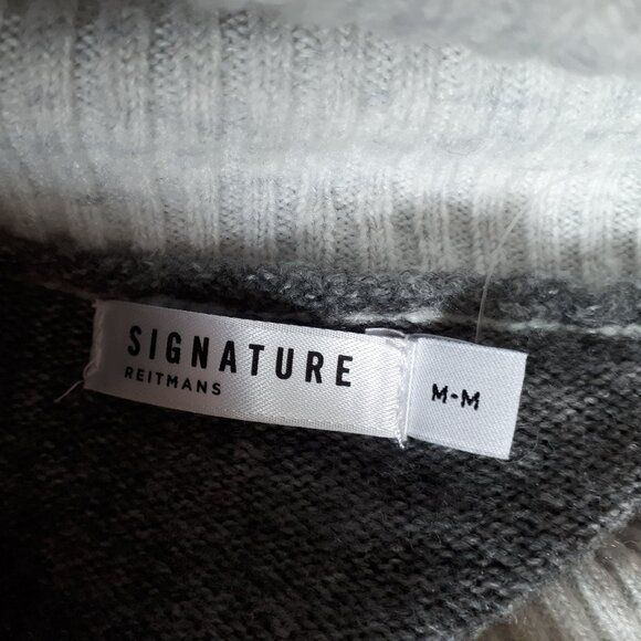 Sweater - Grey/White/Burgundy - Sz. Medium by Signature - Picture 4 of 4
